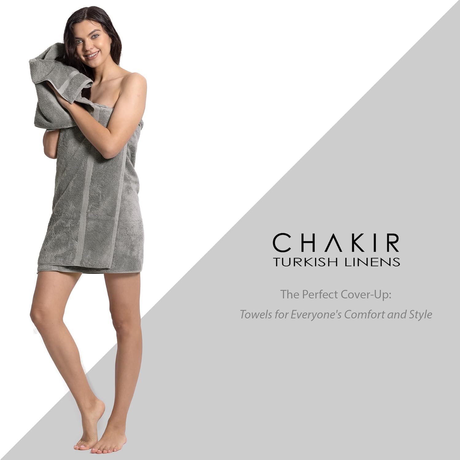 Chakir Turkish Linens | Hotel & Spa Quality 100% Cotton Premium Turkish Towels | Soft & Absorbent (4-Piece Bath Towels, Gray) - Image 3