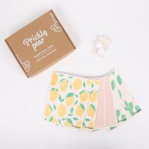 Prickly Pear Reusable Paper Towels Washable – 6 Pack Large Wash Cloths Kitchen with Hanging Clips | Thick and Super Absorbent Kitchen Cloths for Cleaning Counters | Non-Scratch, Biodegradable