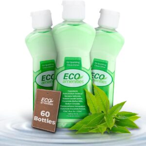 ECO amenities Travel Size Dishwashing Liquid – 60 Pack, 3.5 oz Bottles, Bulk Case of Dish Soap, Individually Packaged Kitchen & Cleaning Supplies, For Guests of Airbnbs, BNBs, VRBO, Inns and Hotels