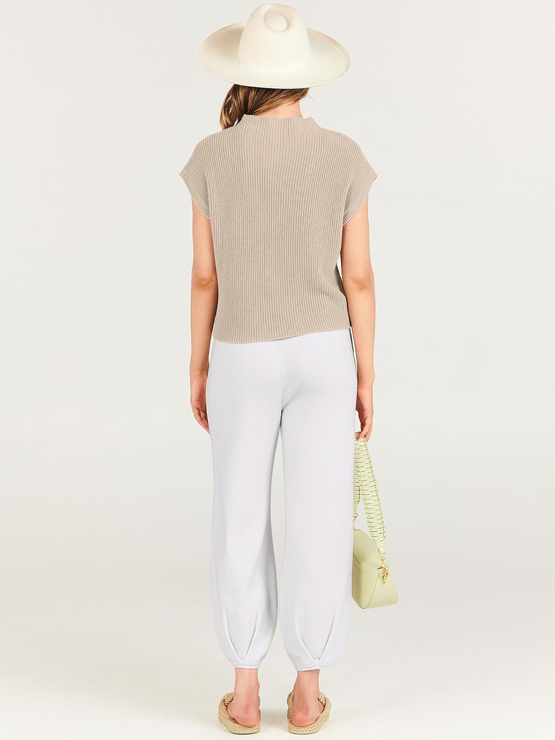 ANRABESS Women's Two Piece Outfits Knit Sweater Vest Crop Top Pants Lounge Matching Tracksuit Sweatsuit Travel Clothes Sets - Image 5