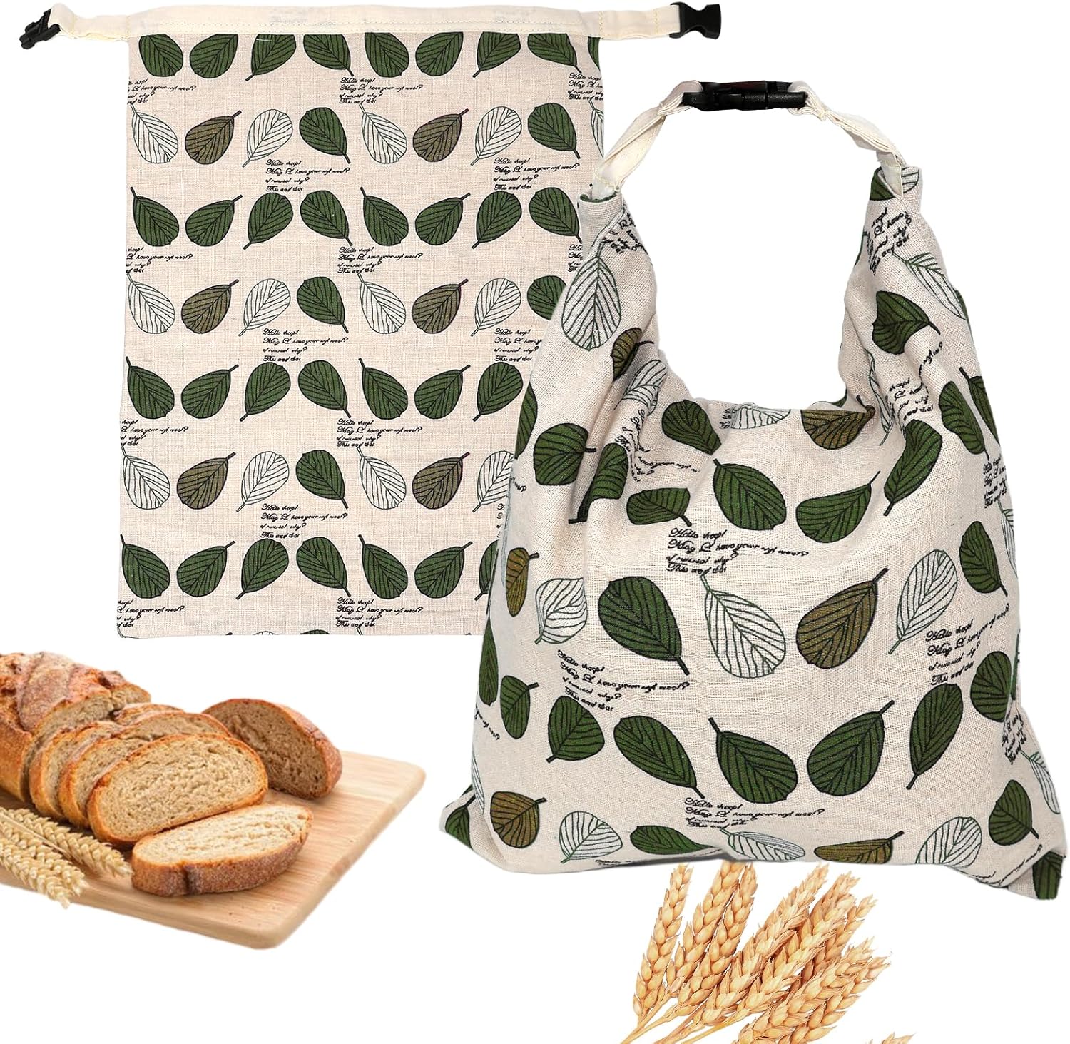 Beeswax Bread Bags for Homemade Sourdough, Sourdough Bread Bag with Zipper, 2 Pack Cotton Large Food Storage Bags to Keep Fresh - Image 2