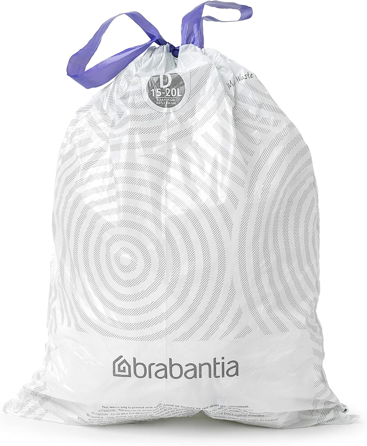 Brabantia PerfectFit Trash Bags (Size D / 4-5.3 Gal) Thick Plastic Trash Can Liners with Drawstring Handles (20 Bags) - Image 5