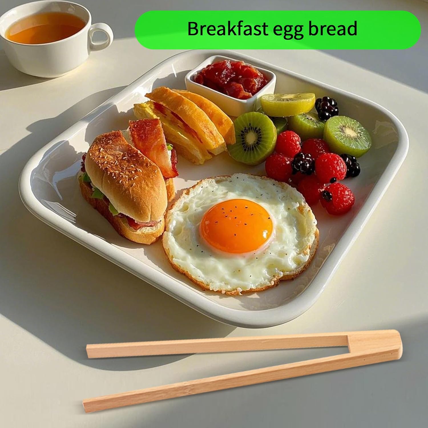 4 PCS Bamboo Toaster Tongs, Wooden Cooking Tong, Multipurpose Tongs for Fruits, Pickles, Bread, Cheese, Bacon, and Muffins (10 in, Wood) - Image 3