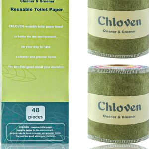 Chloven Reusable Toilet Paper Washable Roll – 48 Pack Cotton Cloth Bidet Towels,Absorbent Rollable Toilet Cloth Wipes,Colored Reusable Tissues for Home Household Cleaning RV Camper