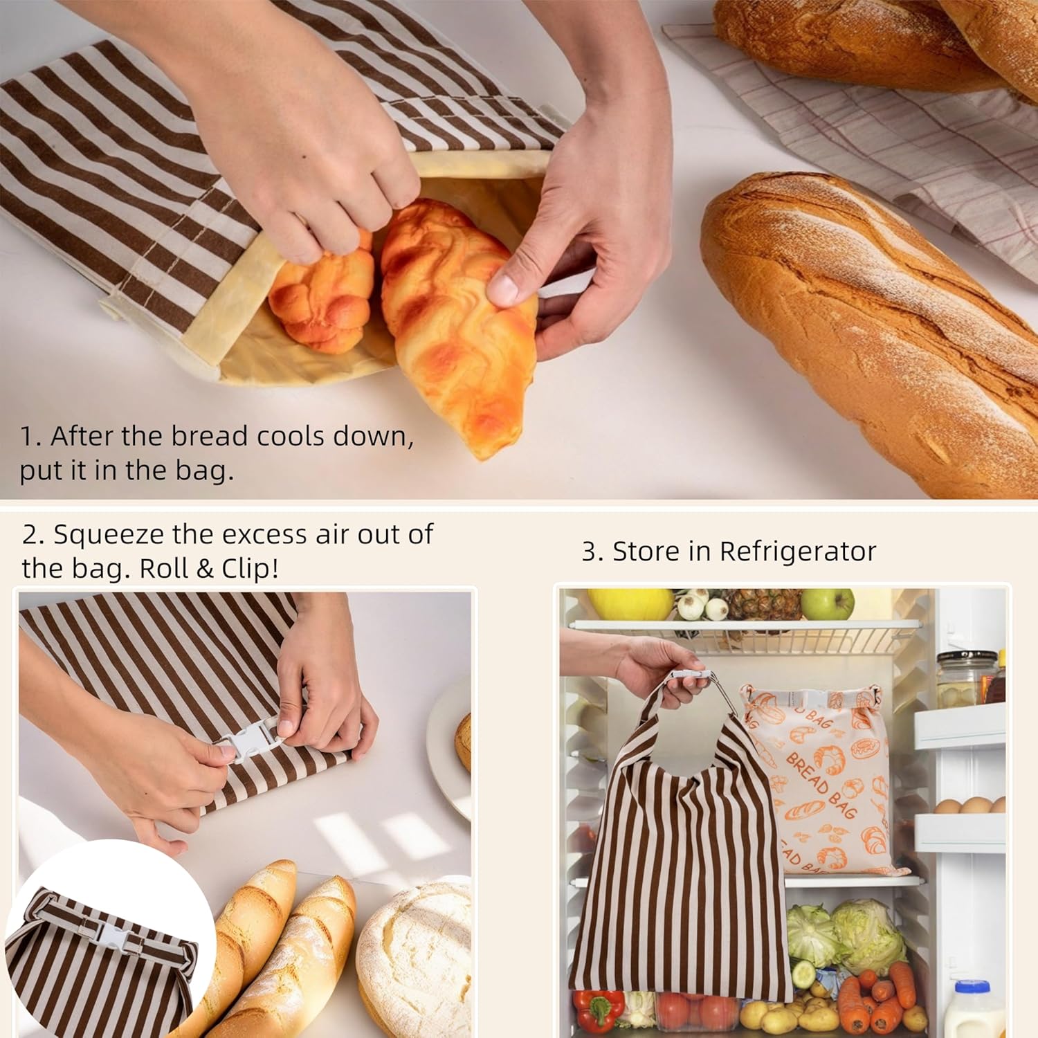 Beeswax Bread Bags for Homemade Bread,Reusable Beeswax Bags for Sourdough,Cotton Linen Food Storage Bag to Keep Fresh - Extra Large 2 Pack - Image 6