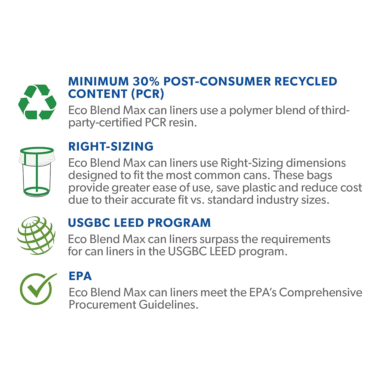 Eco-Blend Max 23 Gallon Can Liner by Heritage Bag Co. (250 Pack) 28"x45" 0.8mil Green Tint. Made with 30% PCR - Image 5