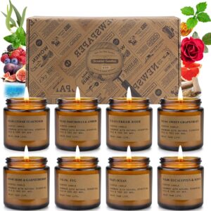 8 Pack Candles for Home Scented,Aromatherapy Jar Candle Gifts for Women, Natural Soy Wax Amber Candle Set, Scented Candles Set for Birthday Valentine Mother’s Christmas Day Present