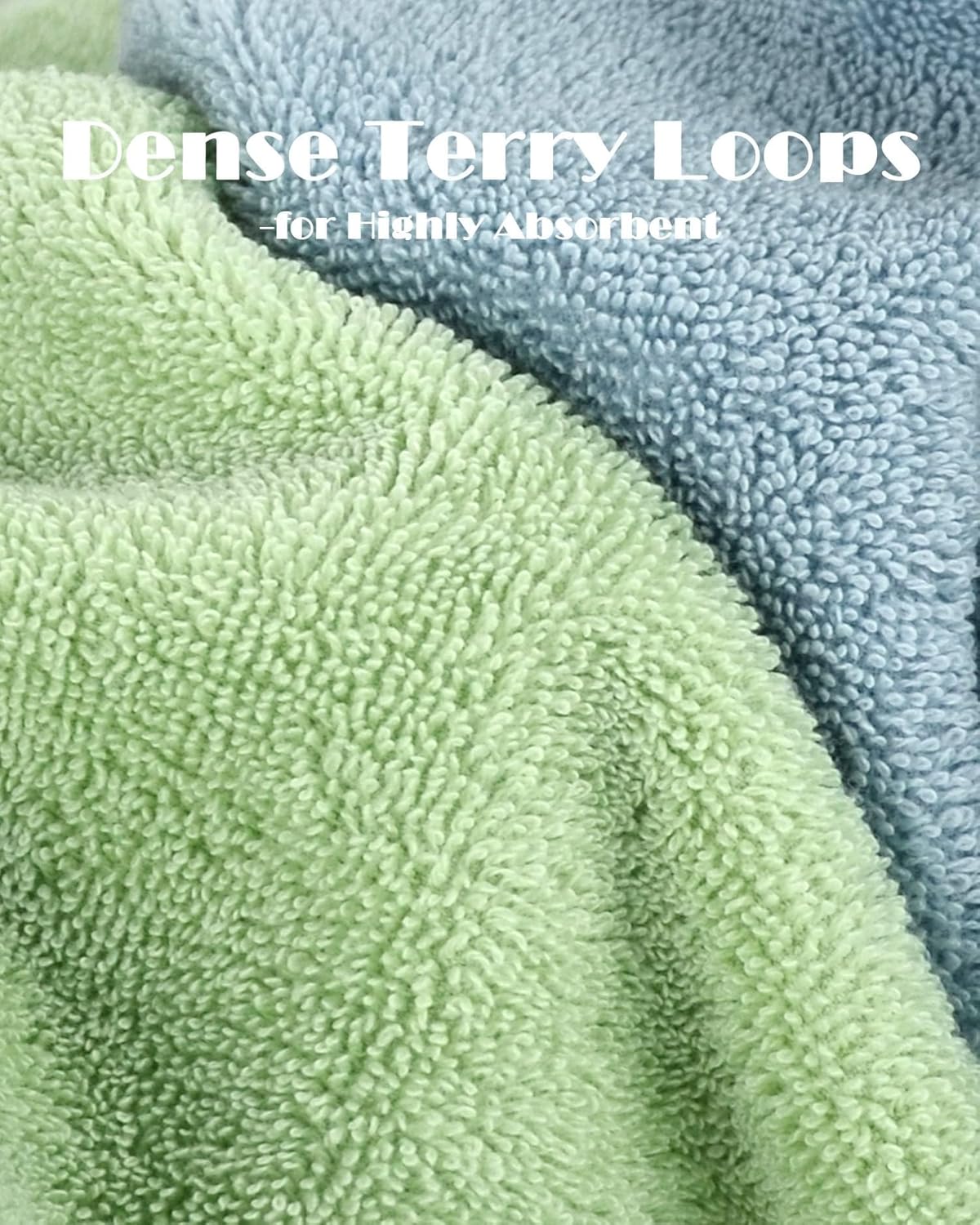 Cleanbear 100% Cotton Bath Towels 2 Pack Shower Towels with 2 Colors Ultra Soft for Daily Use 500 GSM Medium Weight 55 by 27 1/2 Inches Large Bathroom Towel Set (Light-Gray & Light-Green) - Image 5