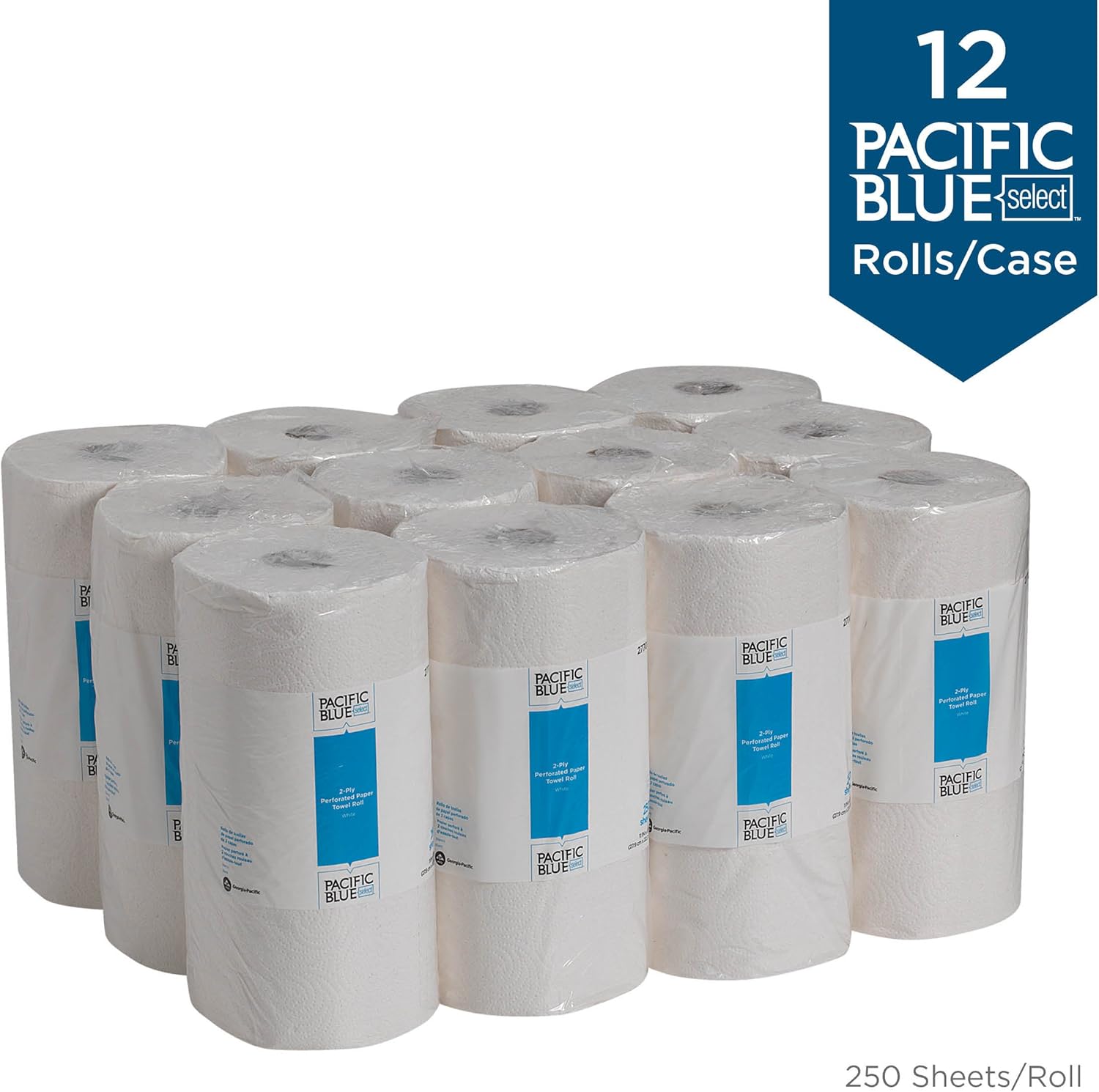 Georgia-Pacific Pacific Blue Select 2-Ply Perforated Roll Paper Towel (Previously Branded Preference), White, 27700, 250 Sheets Per Roll, 12 Rolls Per Case - Image 4