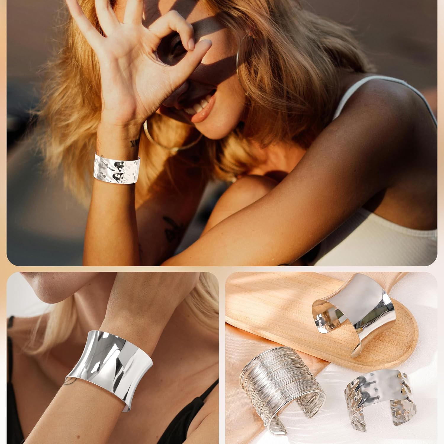 3Pcs Chunky Gold Cuff Bracelets Open Wide Bangle Bracelets Set for Women Minimalist Irregular Bracelet Statement Wrist Cuff Wrap Bracelet Jewelry - Image 7