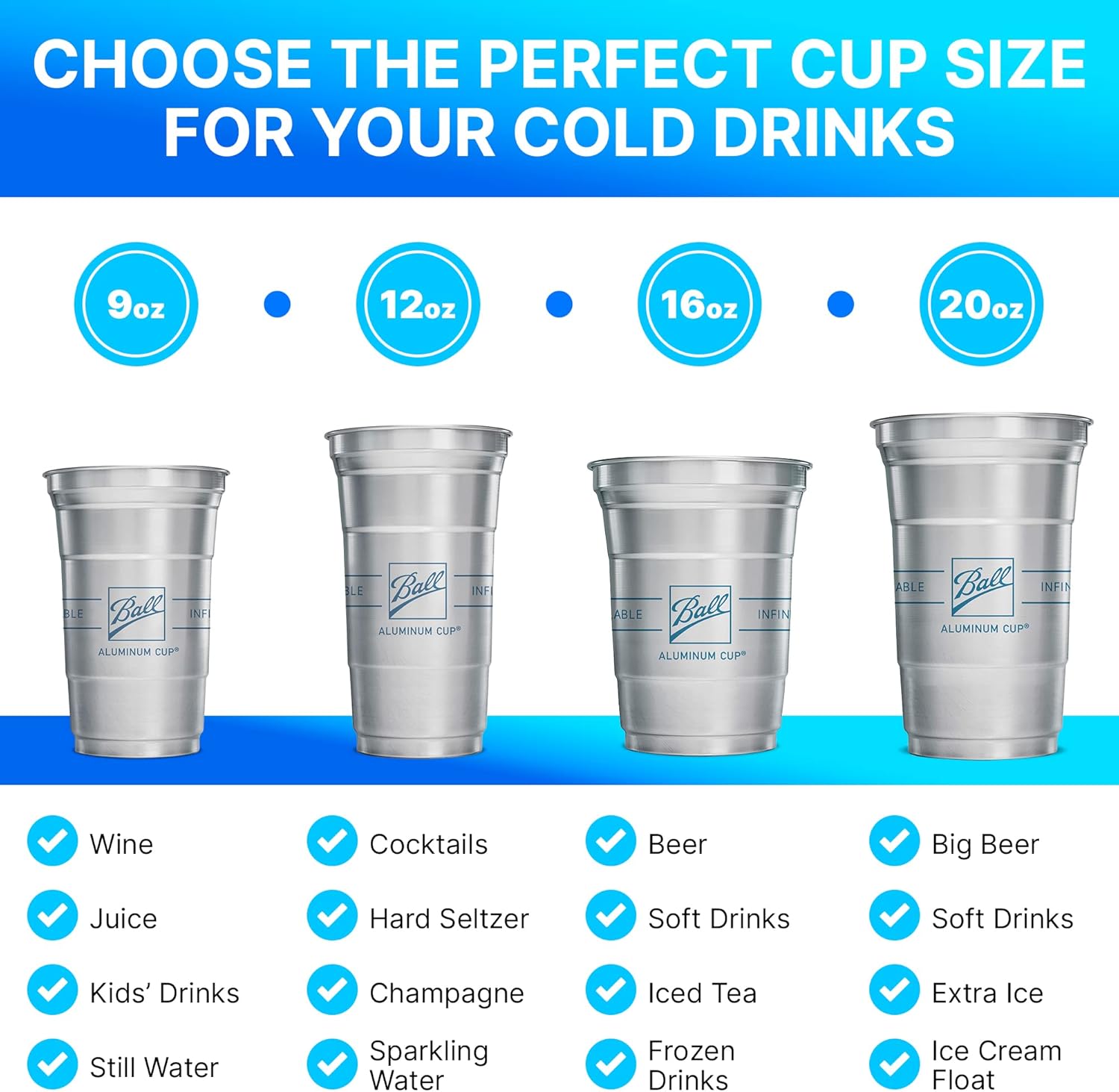 Ball Aluminum Cup Recyclable Party Cups, Wholesale Bulk Pack, Ball Logo, 16oz. Cup, 600 Cups Per Pack - Image 4