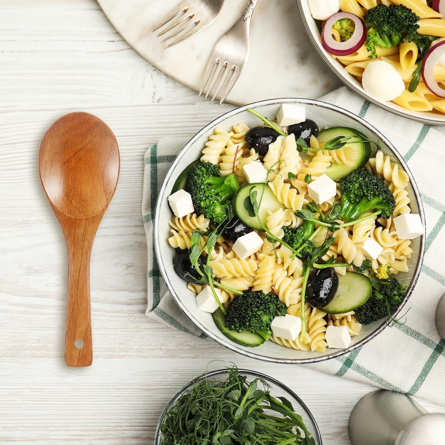 4 Pieces Wooden Spoons Set 9 Inch for Cooking, Serving Salad, Stirring Soup, Rice, Nonstick Heat Resistance Easy to Use - Image 6