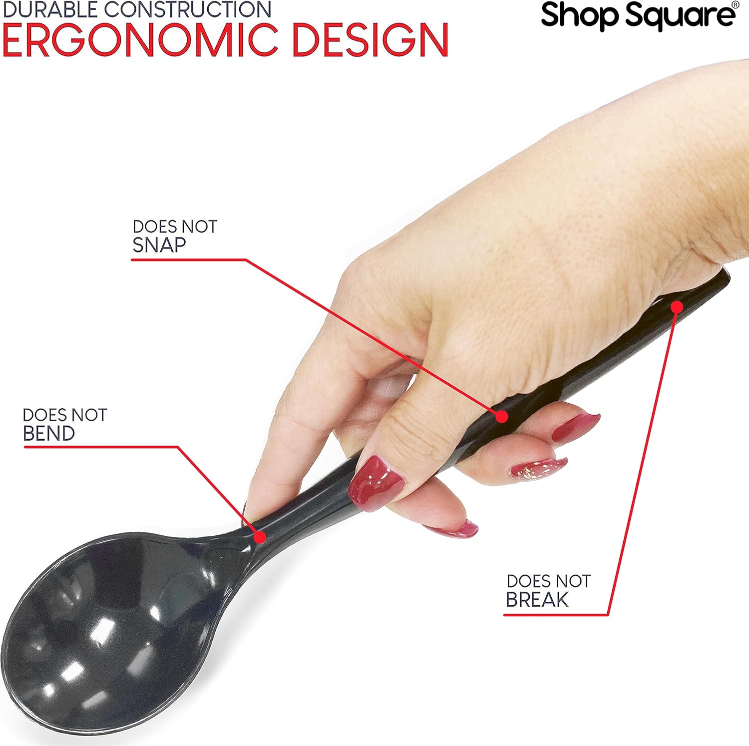 Disposable Plastic Serving Utensils - Set of 18 Black Plastic Utensils, 6 Each 6" Serving Tongs, 10” Serving Spoons, 10” Serving Forks, Buffet Serving Utensils, Party Utensils - Image 4