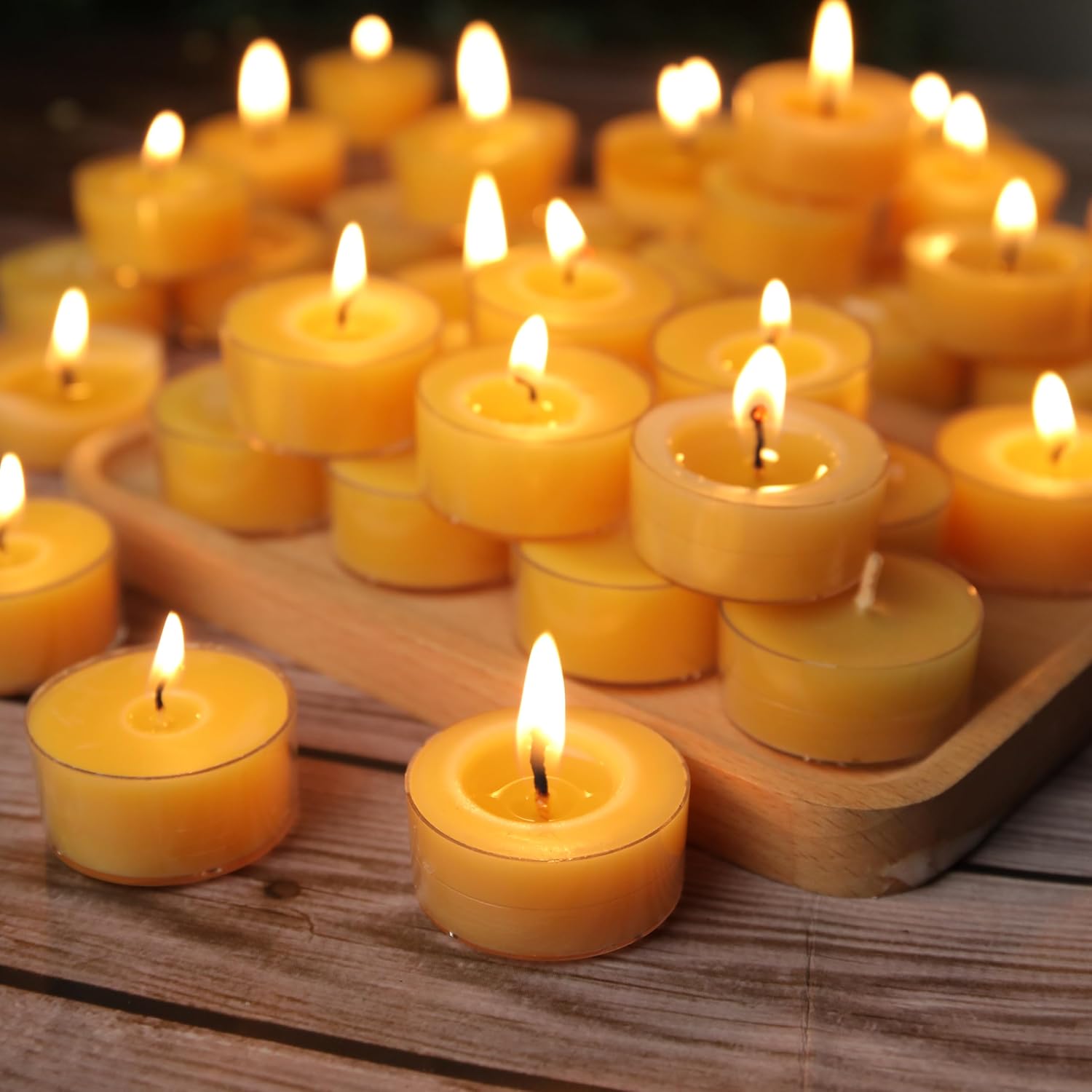24 Packs Beeswax Tealight Candles- 4 Hour Burn Time Pure Beeswax Candles Bulk Burn Evenly and Clean Smokeless Natural Bees Wax Tea Lights for Relaxing - Image 7