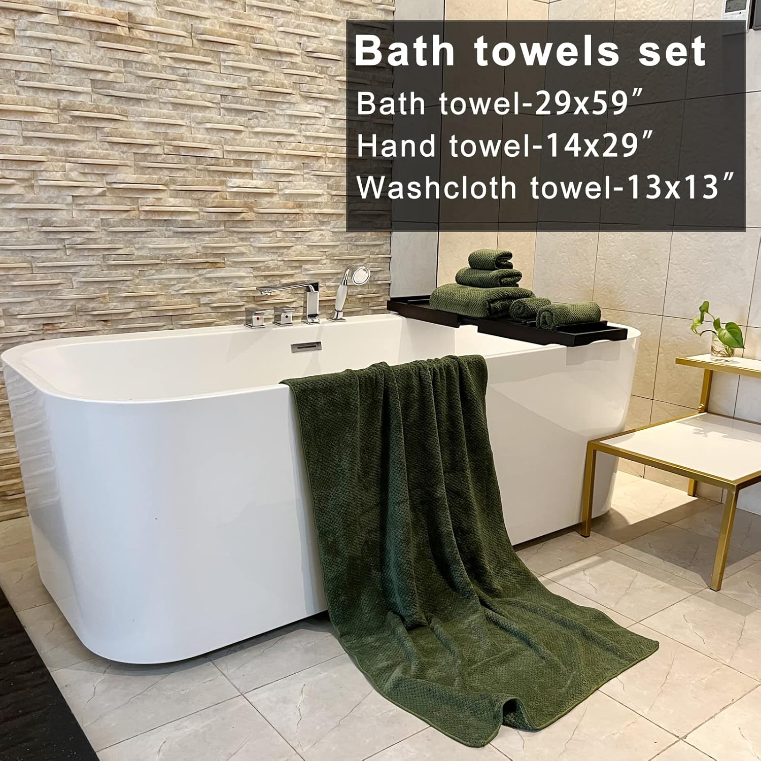 YTYC 29x59 Inch Bath Towels Set of 6 Large, Super Soft Absorbent Lint Free Microfiber Shower Towels for Bathroom 80% Polyester (Olive Green, 6 Piece) - Image 2