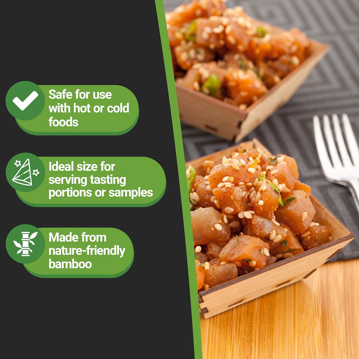 Restaurantware 1.5 Ounce Appetizer Cups 100 Square Mini Dessert Cups - Durable Disposable Bamboo Tasting Bowls Sustainable For Snacks And Samples - Image 6