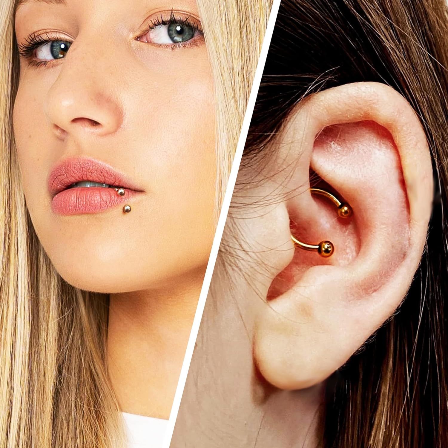 Vsnnsns 14G 16G 18G Septum Rings Piercing Jewelry 316L Stainless Surgical Steel Horseshoe Septum Nose Rings Snake Bite Lip Ring Daith Rook Earrings Smiley Piercing Jewelry for Women Men 8MM 10MM 12MM - Image 5