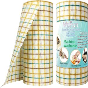 Reusable Paper Towels Washable Roll, Dish Cloths for Washing Dishes, Kitchen Washcloths Cleaning Rags, Super Absorbent, Better Than Microfiber Towel, 10×10 In, Plaid 40 Ct