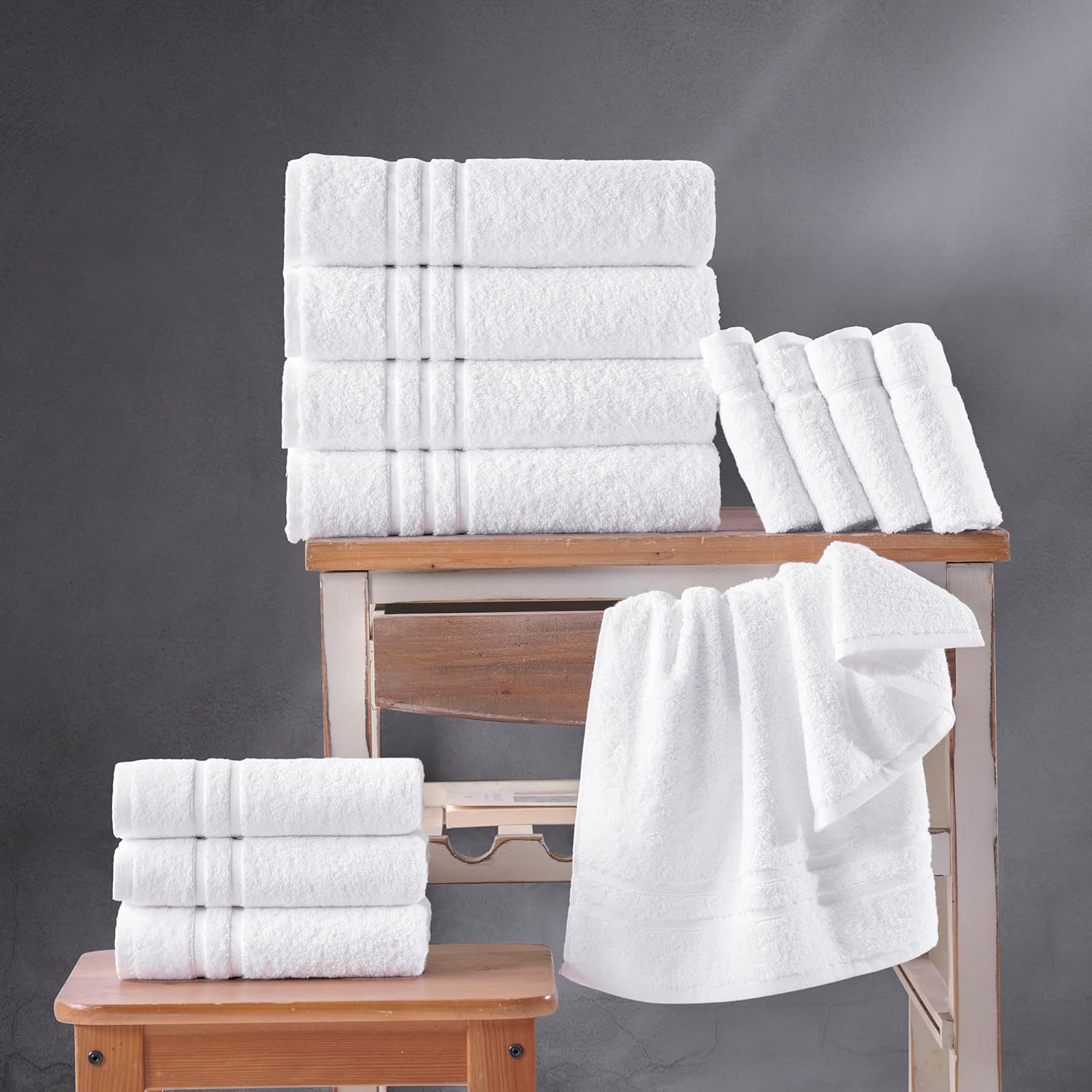 Hawmam Linen White Bath Towels 4 Pack 27 x 54 Inches 100% Turkish Cotton Soft Lightweight and Highly Absorbent Quick Drying Towels, Premium Quality Perfect for Daily Use - Image 2