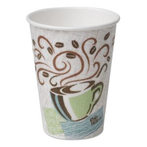 Dixie PerfecTouch 12 oz Paper Coffee Cups By GP PRO, Coffee Haze Design, 500 Count (25 Disposable Cups Per Sleeve, 20 Sleeves Per Case), 5342DX
