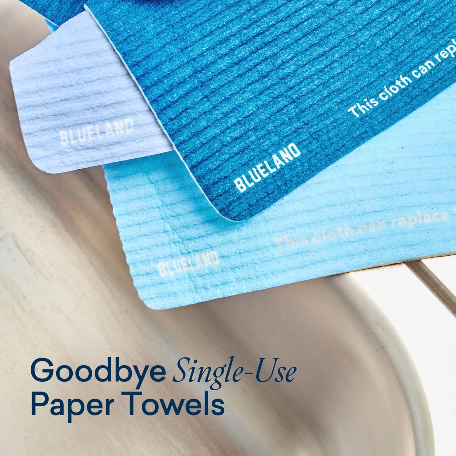 BLUELAND Cloud Cloth, 3-Pack, Reuseable Paper Towel Replacement, Natural Swedish Dish Kitchen Sponge - Image 2