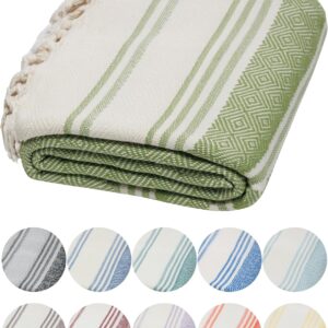 DEMMEX Certified Organic Turkish Cotton Soft Bath Towel – Luxury Oversized Peshtemal for Bathroom, Bath Sheet – Lightweight Quick-Drying Beach Towel – Prewashed, Diamond Weave, 71×36” (Khaki)