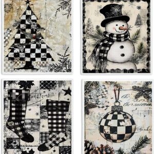 Vintage Christmas Snowman Winter Swedish Dishcloths for Kitchen, Swedish Dish Cloths for Christmas, Papaya Reusable Paper Towels, 4 Pack Dish Towels for Kitchen, Reusable Paper Towels