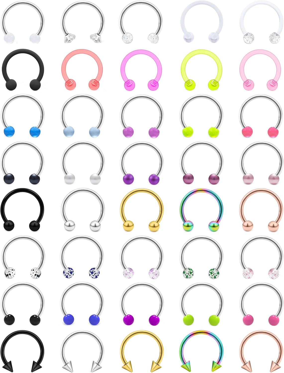 Vsnnsns 14G 16G 18G Septum Rings Piercing Jewelry 316L Stainless Surgical Steel Horseshoe Septum Nose Rings Snake Bite Lip Ring Daith Rook Earrings Smiley Piercing Jewelry for Women Men 8MM 10MM 12MM - Image 2