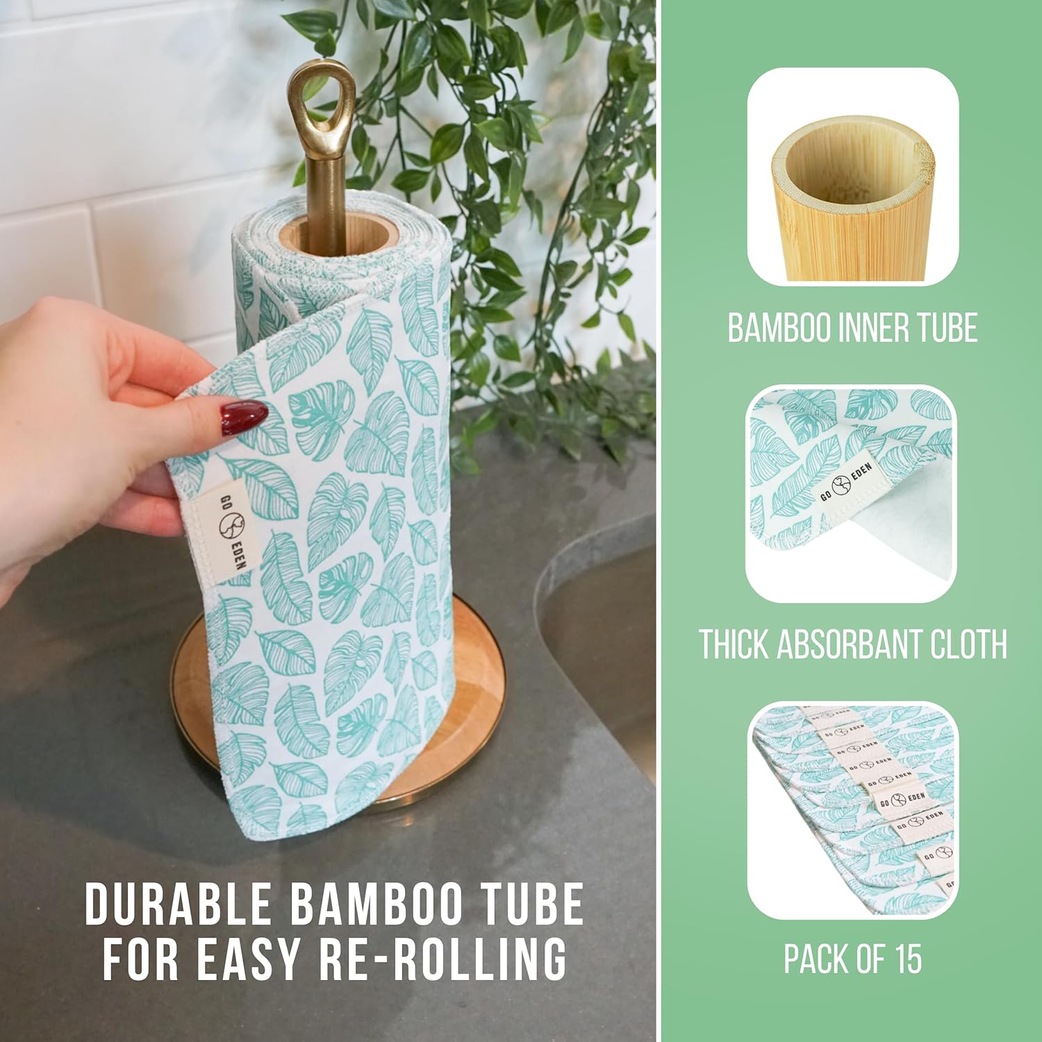 Reusable Paper Towels - Pack of Paperless & Washable Towels, 100% Cotton, Highly Absorbent, and Built to Last, Kitchen Dish Cloth Alternative (Pastels, 15 Pieces) - Image 4