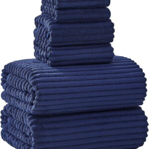 Extra Large Bath Towel Set of 6 (40″x80″),Oversized Bath Sheet Super Soft Highly Absorbent Microfibers Quick Dry Luxury Shower Towel for Bathroom Spa Gym Hotel Yoga(Navy Blue, 6Piece)