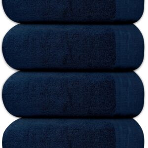 Organix 4 Piece Bath Towel Set, 100% Cotton, Luxury Towel Set, 30″x58″ Oversized Bath Towels, Quick Dry, Highly Absorbent Towels for Bathroom, Pool, Gym, Spa, Blue