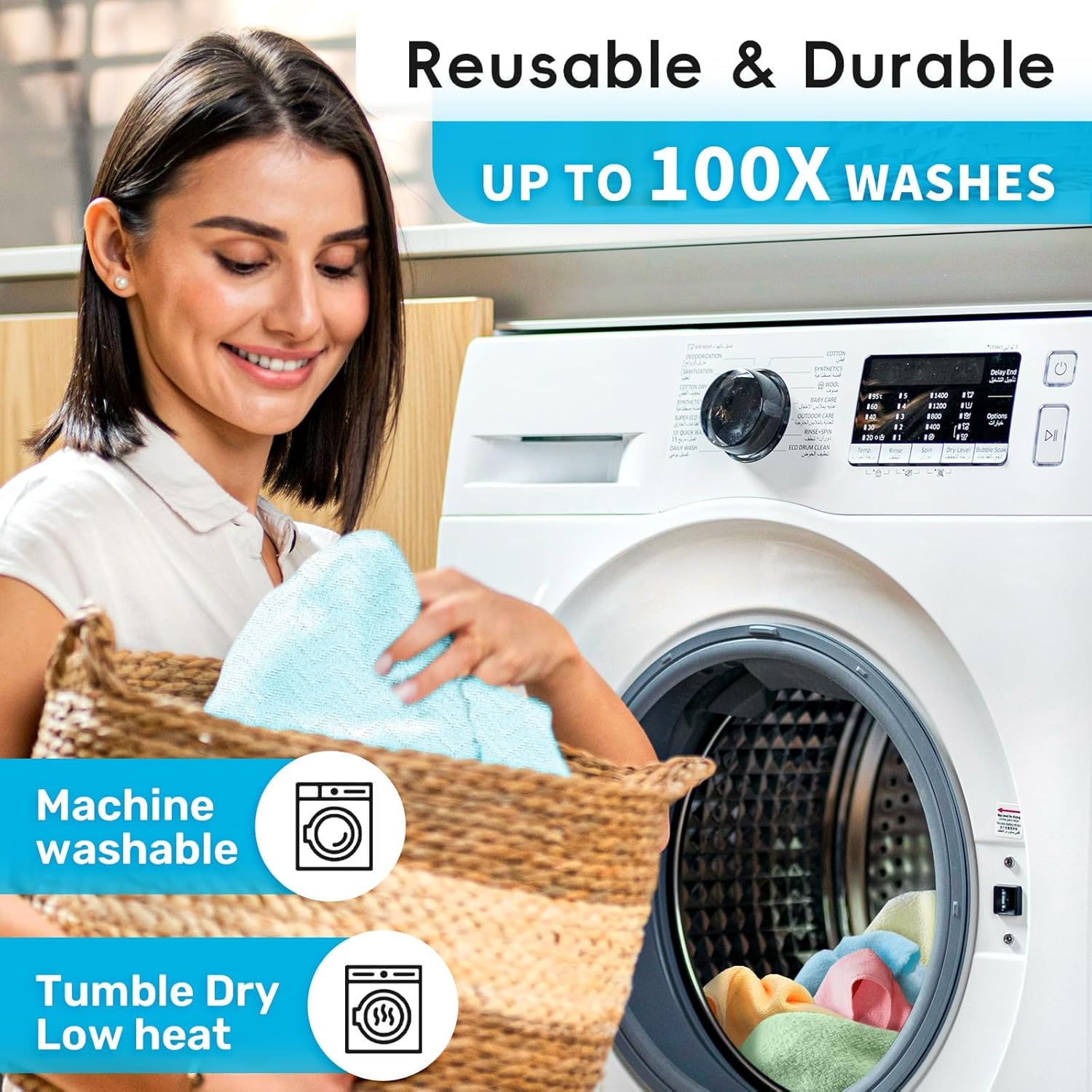 Microfiber Cleaning Cloths Roll, 75 Pack Tear Away Microfiber Towels Roll, 12" x 12" Lint Free Rags, Reusable Cleaning Cloths, Washable, Scratch Free,Ultra Absorbent Dish Rags(Blue Ripple) - Image 5