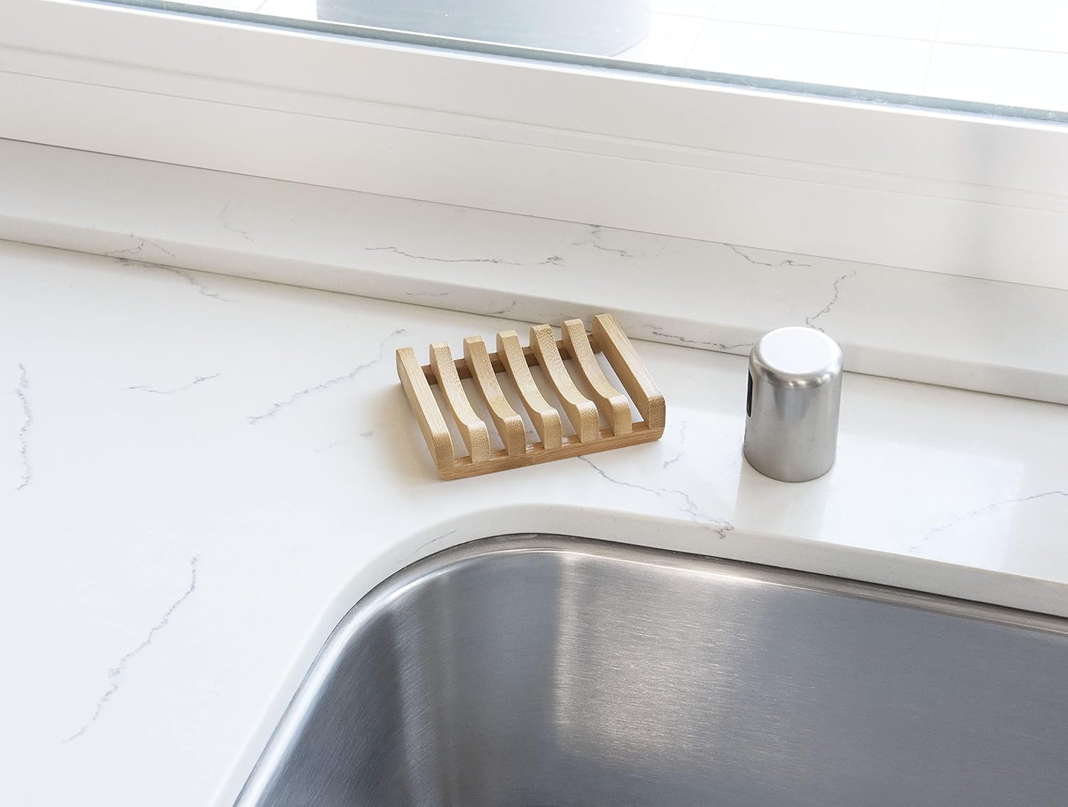 Bar Soap Dish for Sink or Shower, Odor Resistant Tray, Sustainable Bamboo Wood Holder, Great for Bathrooms and Kitchens, 2 Pack - Image 5