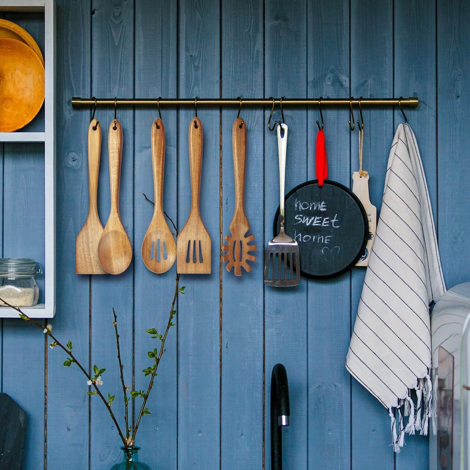 Acacia Wooden Spoons for Cooking: 5-Piece Kitchen & Cooking Utensils Set - Wooden Spatula, Slotted & Pasta Spoon - Essential Wooden Utensil Set - Image 8