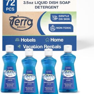 Hotel Liquid Dish Soap | Dishwashing Liquid Detergent – Travel Essentials for Hospitality & Vacation Rentals | 3.5 oz Travel Size Dish Detergent Kitchen Soap (Case of 72)