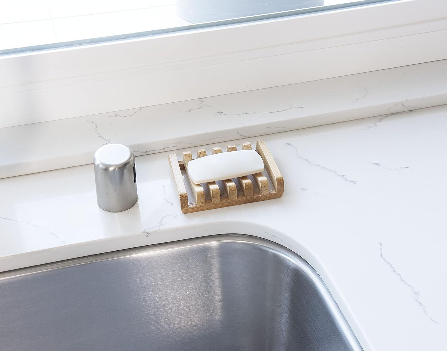 Bar Soap Dish for Sink or Shower, Odor Resistant Tray, Sustainable Bamboo Wood Holder, Great for Bathrooms and Kitchens, 2 Pack - Image 6