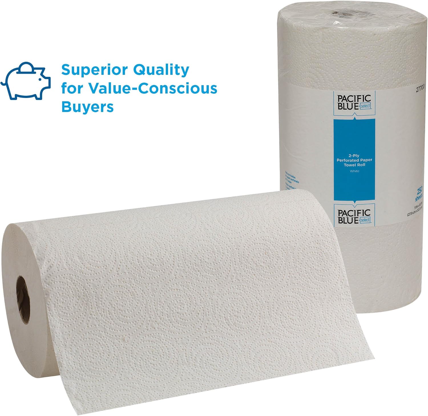Georgia-Pacific Pacific Blue Select 2-Ply Perforated Roll Paper Towel (Previously Branded Preference), White, 27700, 250 Sheets Per Roll, 12 Rolls Per Case - Image 3
