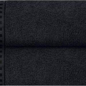 GLAMBURG 100% Cotton 2 Pack Oversized Bath Towel Set 28×55 Inches, Ultra Soft Highly Absorbant Compact Quickdry & Lightweight Large Bath Towels, Ideal for Gym Travel Camp Pool – Black