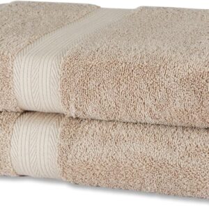Amazon Basics Fade-Resistant 100% Cotton Bath Towel, 2 Pack, 30″x54″, Taupe