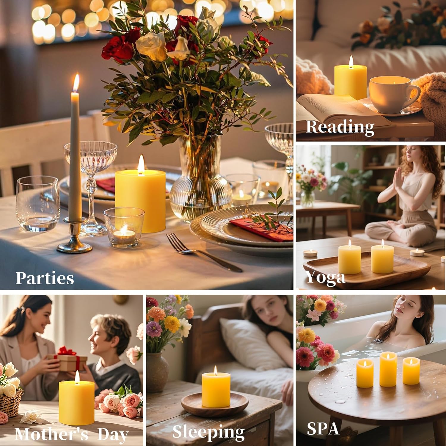 4 Pack Natural Beeswax Pillar Candles,2x2in 100% Pure Beeswax Candles-80 Hours Long Burning,Unscented Bees Wax Candles for Home,Prayer,Emergency,Dripless Smokeless Organic Pillar Candles Bluk - Image 7