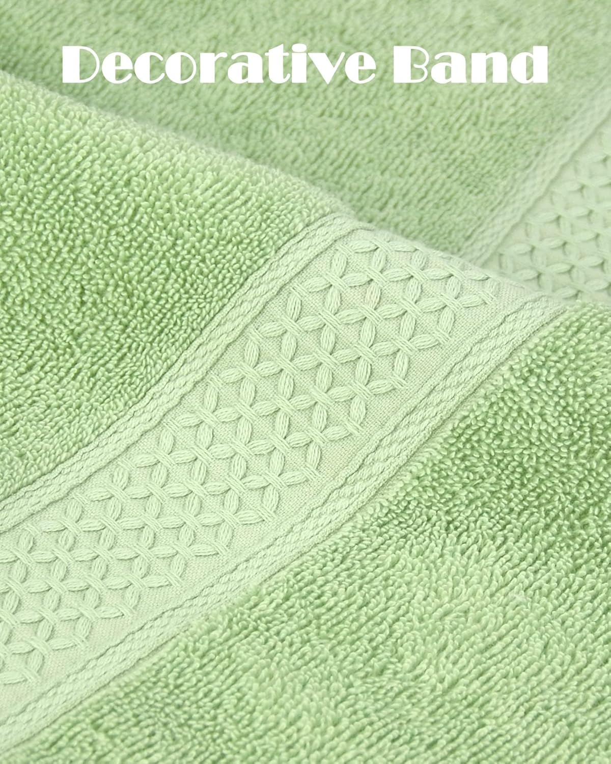 Cleanbear 100% Cotton Bath Towels 2 Pack Shower Towels with 2 Colors Ultra Soft for Daily Use 500 GSM Medium Weight 55 by 27 1/2 Inches Large Bathroom Towel Set (Light-Gray & Light-Green) - Image 4