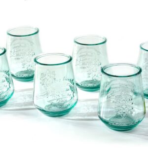 Euro Ceramica Bara Collection 6 Piece Tumbler Set – 6 Recycled Glass Tumbler Cups – No Stem – 14oz Capacity, Standard, (TND-34-211166)