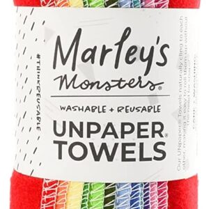Marley’s Monsters UNpaper Towels – 12 Count roll, Reusable Paper Towels Cotton, Tree Free (Rainbow)