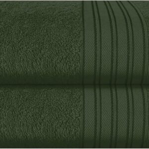 BOUTIQUO 100% Cotton 2 Pack Bath Towel Set 28×55, Eco-Friendly Large Bath Towels, Compact Quickdry Lightweight Soft & Highly Absorbent Bath Towel, Ideal for Everyday Gym Travel Camp Pool – Olive Green