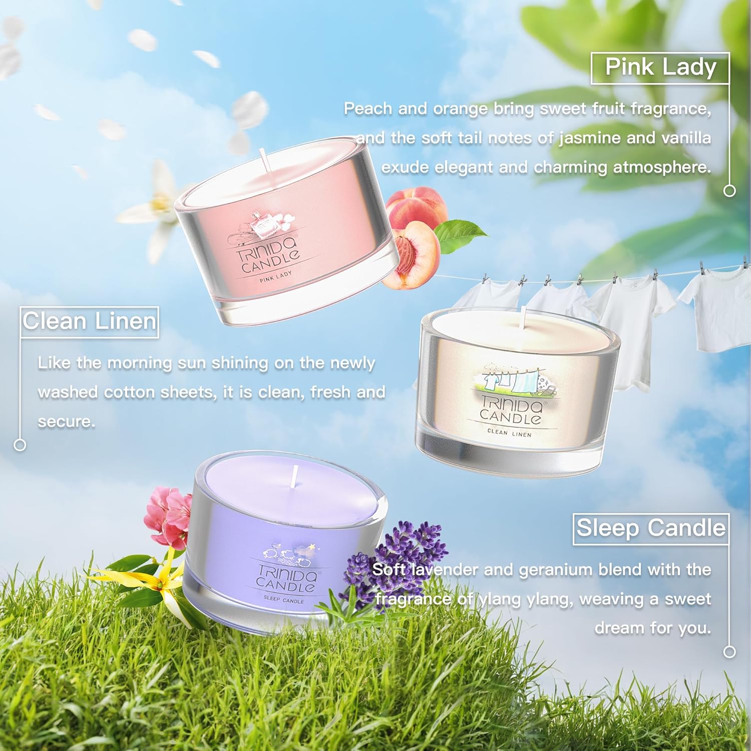 TRINIDa Scented Candles 120Hrs, Soy Candles for Home Scented, Aromatherapy Candle Set, Lavender Candle Gifts for Women Birthday - Image 5