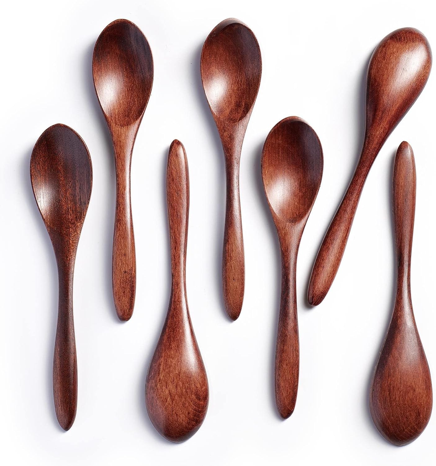 7 PCS Small Wooden Spoons, 5.8 Inch Honey Spoons for Tea, Hardwood Wooden Honey Teaspoon for Coffee, Little Tiny Wood Spoons, Bamboo Table Spoon for stirring, Wooden Spoons for Utensils Set - Image 2