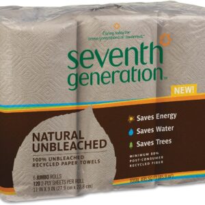 Seventh Generation 13737 Natural Unbleached 100% Recycled Paper Towel Rolls, 11″ x 9″, Brown (Case of 24)
