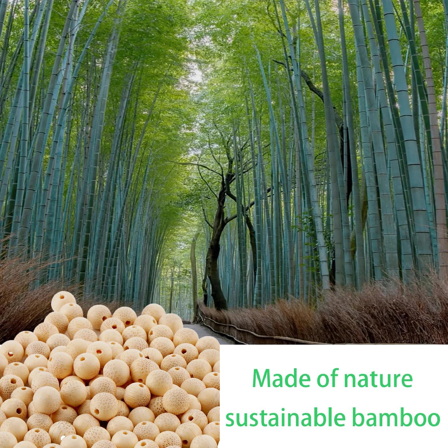 200pcs 10mm Natural Bamboo Sustainable Growth Round Beads Gorgeous Craft Handmade Polished Spacer Mala Pray Beads with Elastic Cord for Bracelets DIY Rosary Tasbih Jewelry Making - Image 7