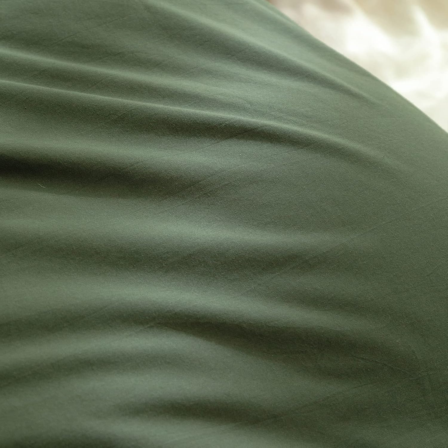 BESTOUCH Duvet Cover Set 100% Washed Cotton Linen Feel Super Soft Comfortable Chic Lightweight 2 PCs Home Bedding Set Solid Olive Green Twin/Twin XL - Image 6