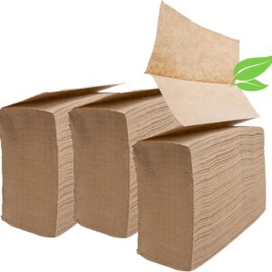 Brown Unbleached Z-Fold Paper Towels – 1000ct | Commercial Multifold Paper Towels for Dispenser | All-Natural, Bleach-Free, Tri-Fold Recycled Disposable Hand Towels for Bathroom & Kitchen Use